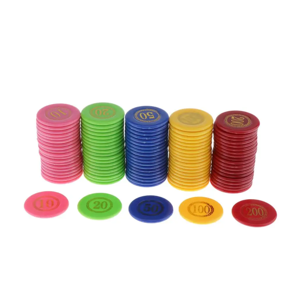 5-Colors Counters Printed Face Value w/ Storage Box for Counting Tokens 100 | Спорт и развлечения
