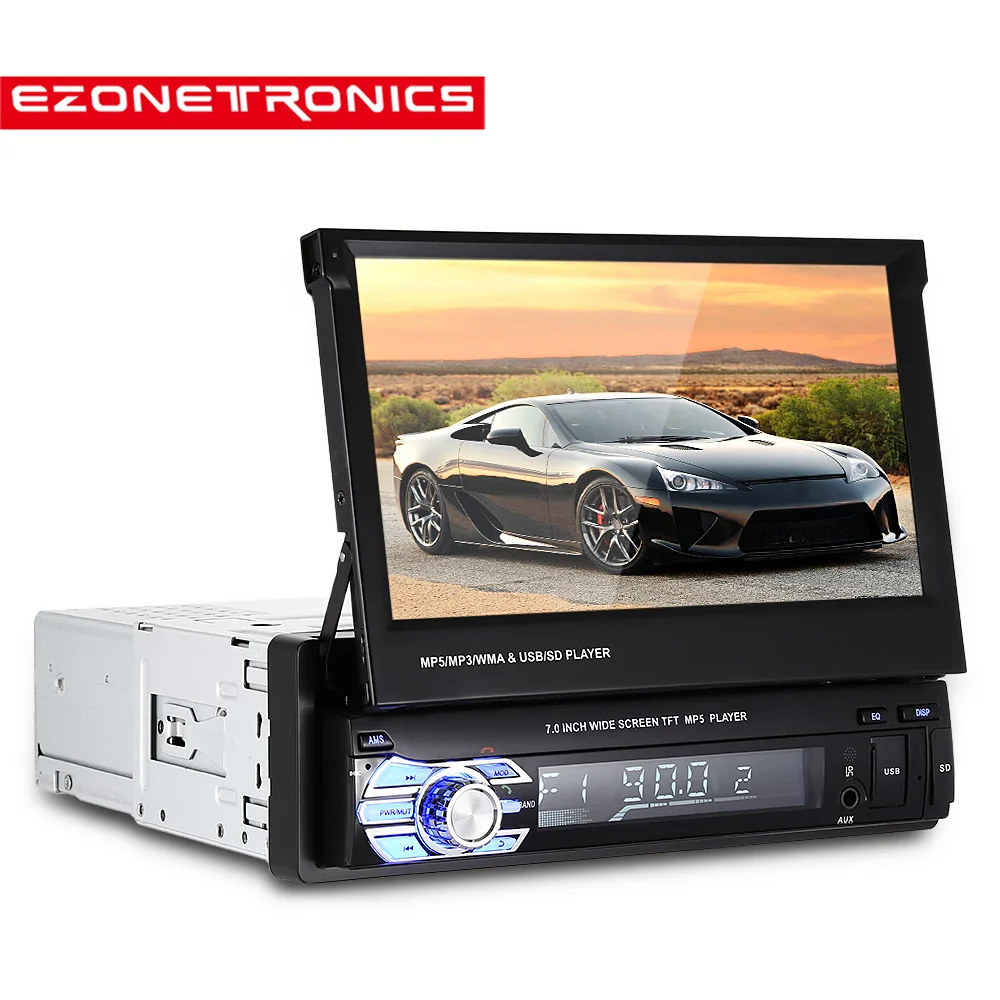 

Ezonetronics 7 inch slip down 1DIN Car Stereo FM only Bluetooth MP3 MP4 Player with USB SD