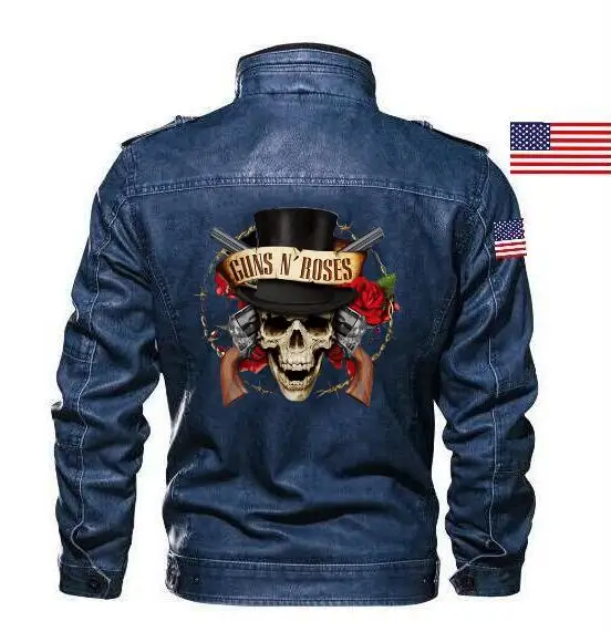 Кожаная куртка Goatskin Guns N'Roses тонкая кожаная мужская рок группы брендовая одежда +