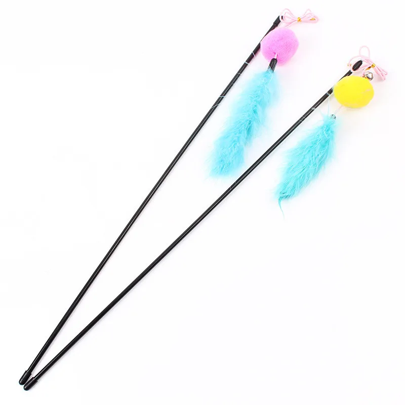 

Kitten Cat Teaser Interactive Toy Rod with Bell and Feather with Bell and Feather Toys For Pet Cats Stick Wire Chaser Wand