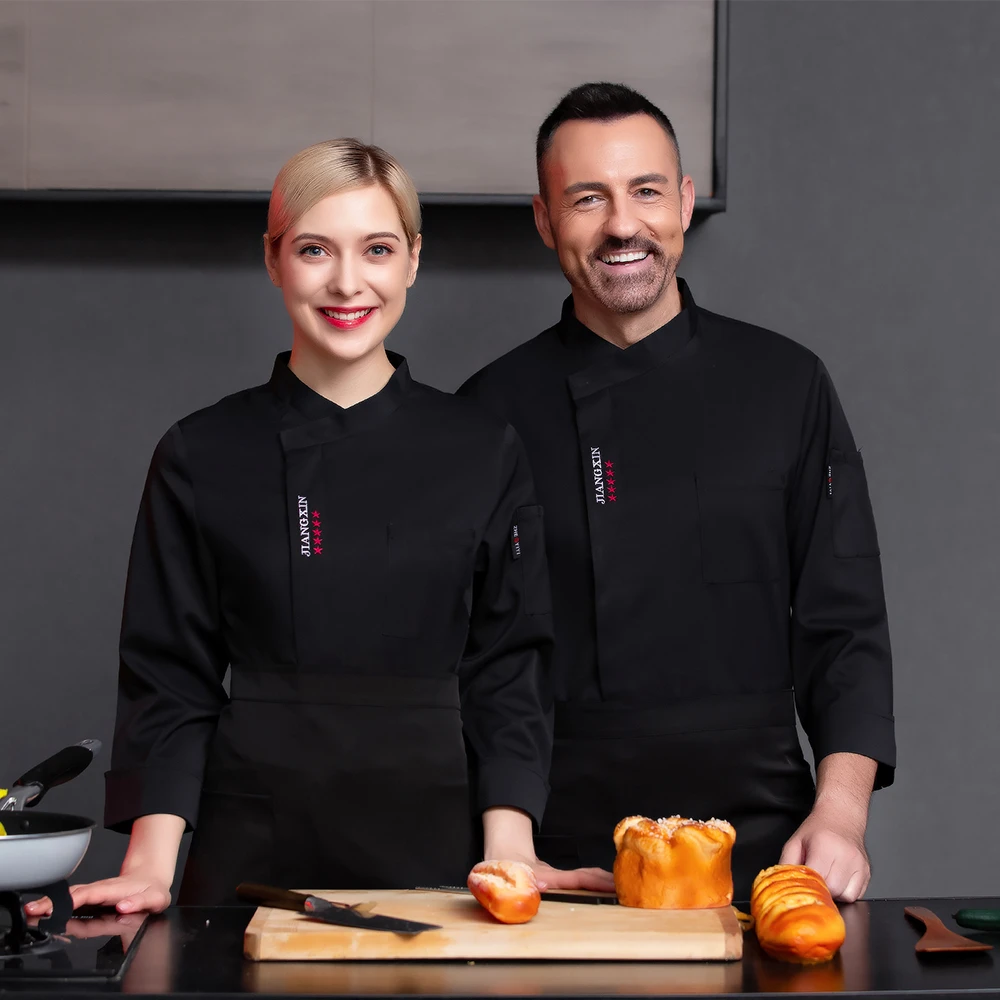 Модная профессиональная Рабочая Униформа шеф-повара с длинным рукавом для