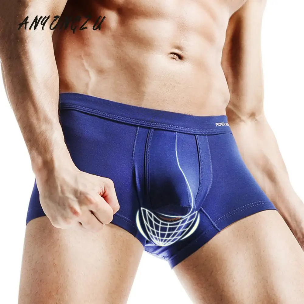 

ANYONGZHU 3pcs Men Soft Underwear Boxershort Scrotum Care Capsule Function Youth Health Convex Separation Boxer Underwear XXXL