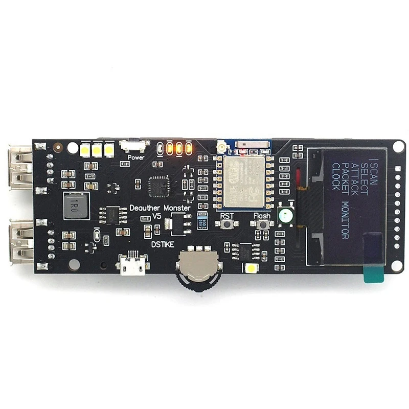 

Wi-Fi Deauther Monster V5 ESP8266, 18650, макетная плата, защита от обратного хода, антенна, чехол, внешний аккумулятор 5 В, 2 А