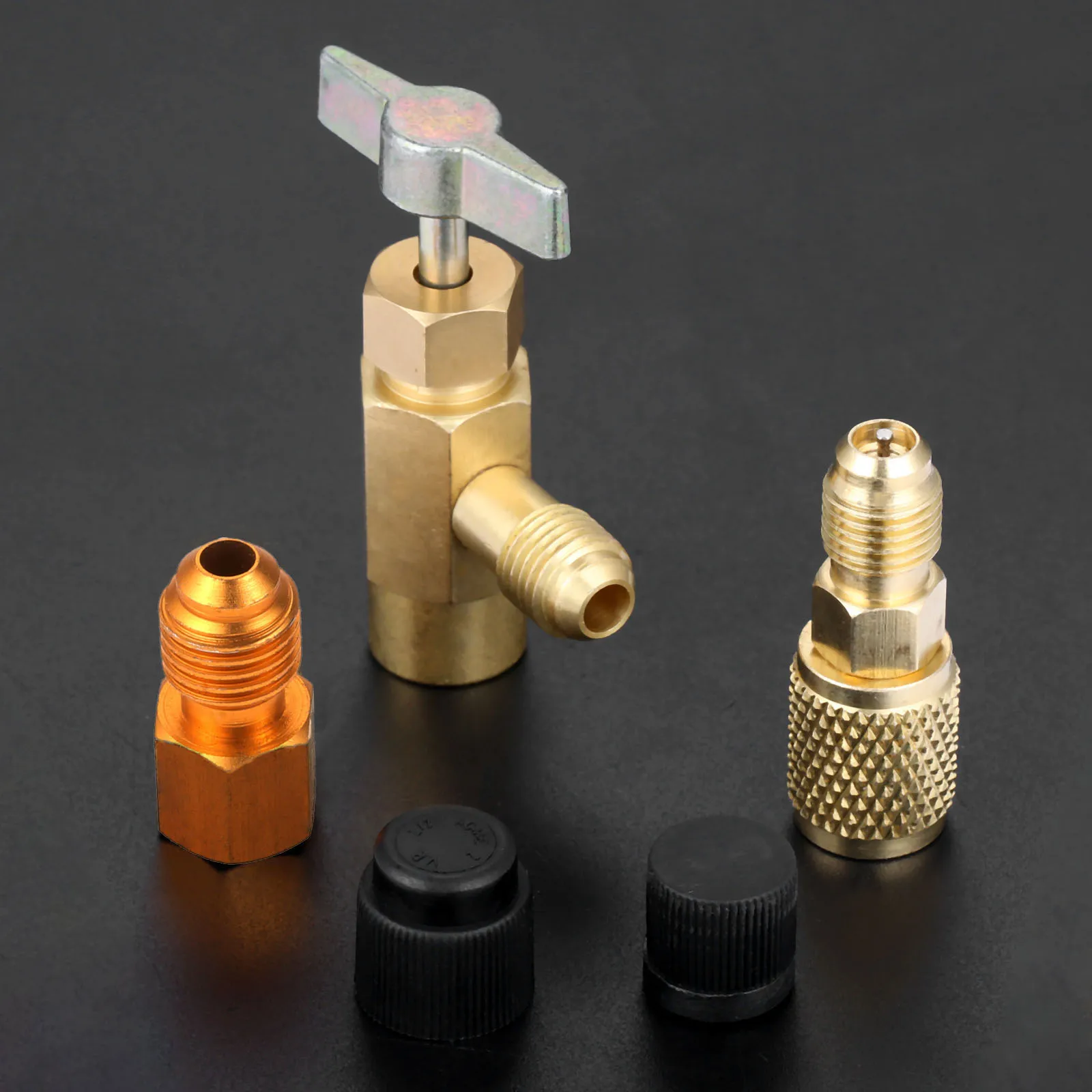 Mtsooning 5 шт. R-1234yf Can Tap набор фитингов для адаптера R134a R12 1/4 SAE 1/2 дюйма ACME LH Для