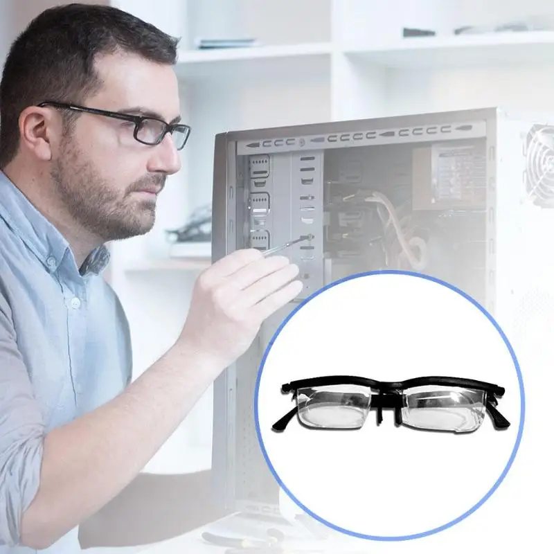 

Dial Adjustable Glasses Variable Focus For Reading Distance Vision Eyeglass With Impact Resistant Polycarbonate Lenses
