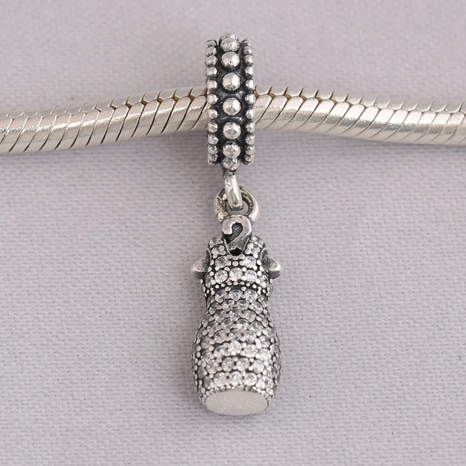 

S925 Bead Charm Pave Dazzling Dress Pave Crystal Pendant Beads for Women Bracelet & Bangle DIY Jewelry
