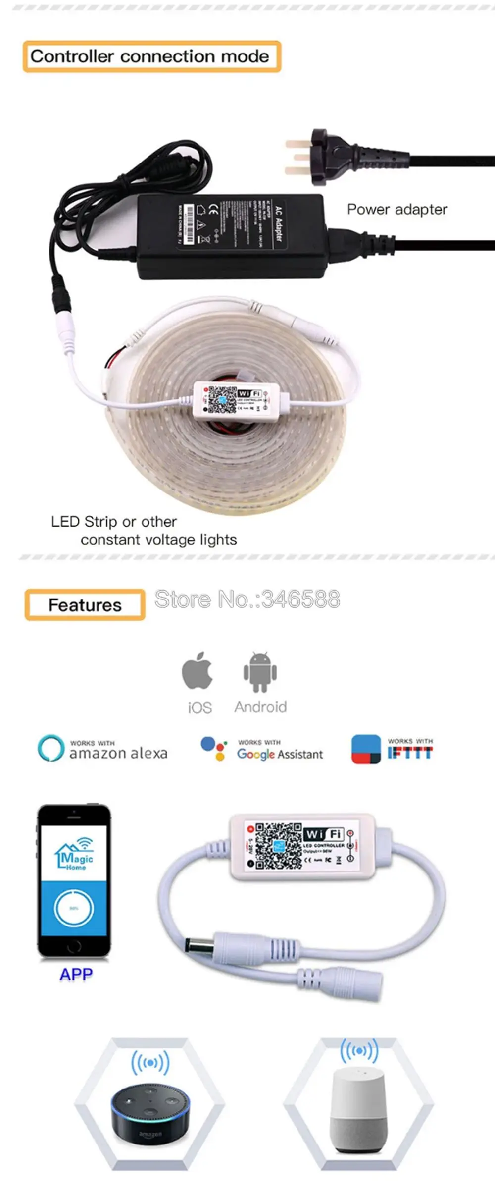 Magic Home Мини WiFi светодиодный диммер Управление Лер 5-28 в приложение для телефона Amazone Alexa Google Home Голосовое управление для одноцветной светодиодной ленты