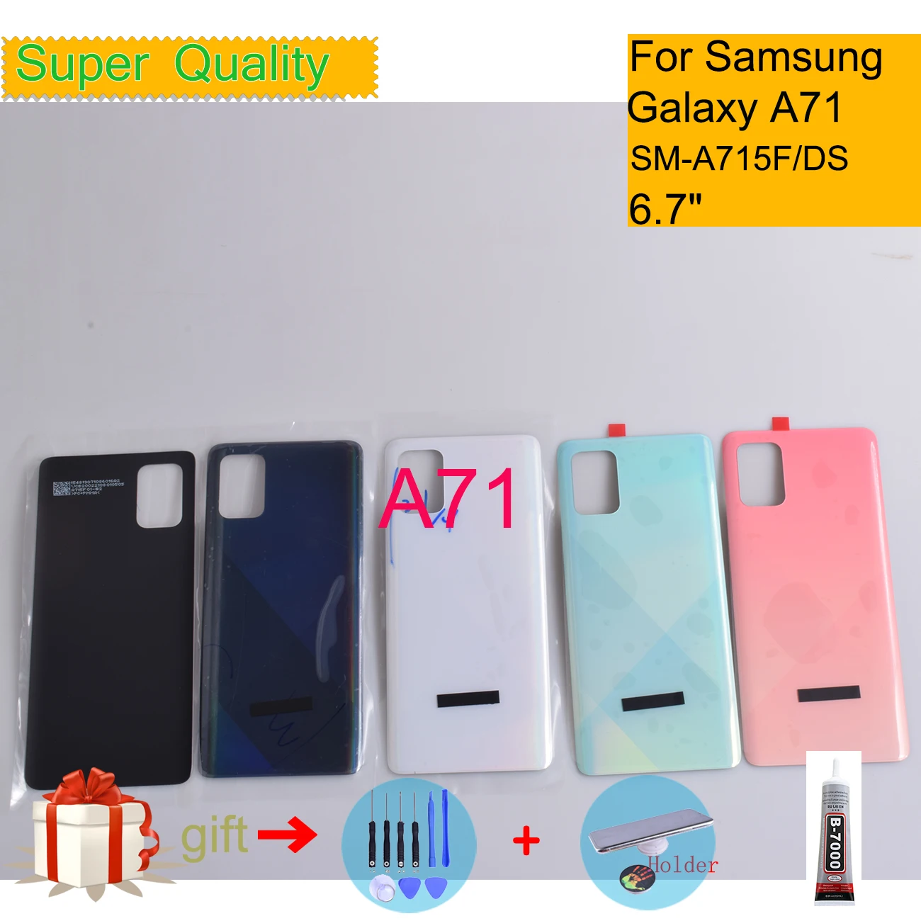 

For Samsung Galaxy A71 Housing Battery Cover A71 A715 A715F Back Cover Case Rear Door Chassis Housing Replacement