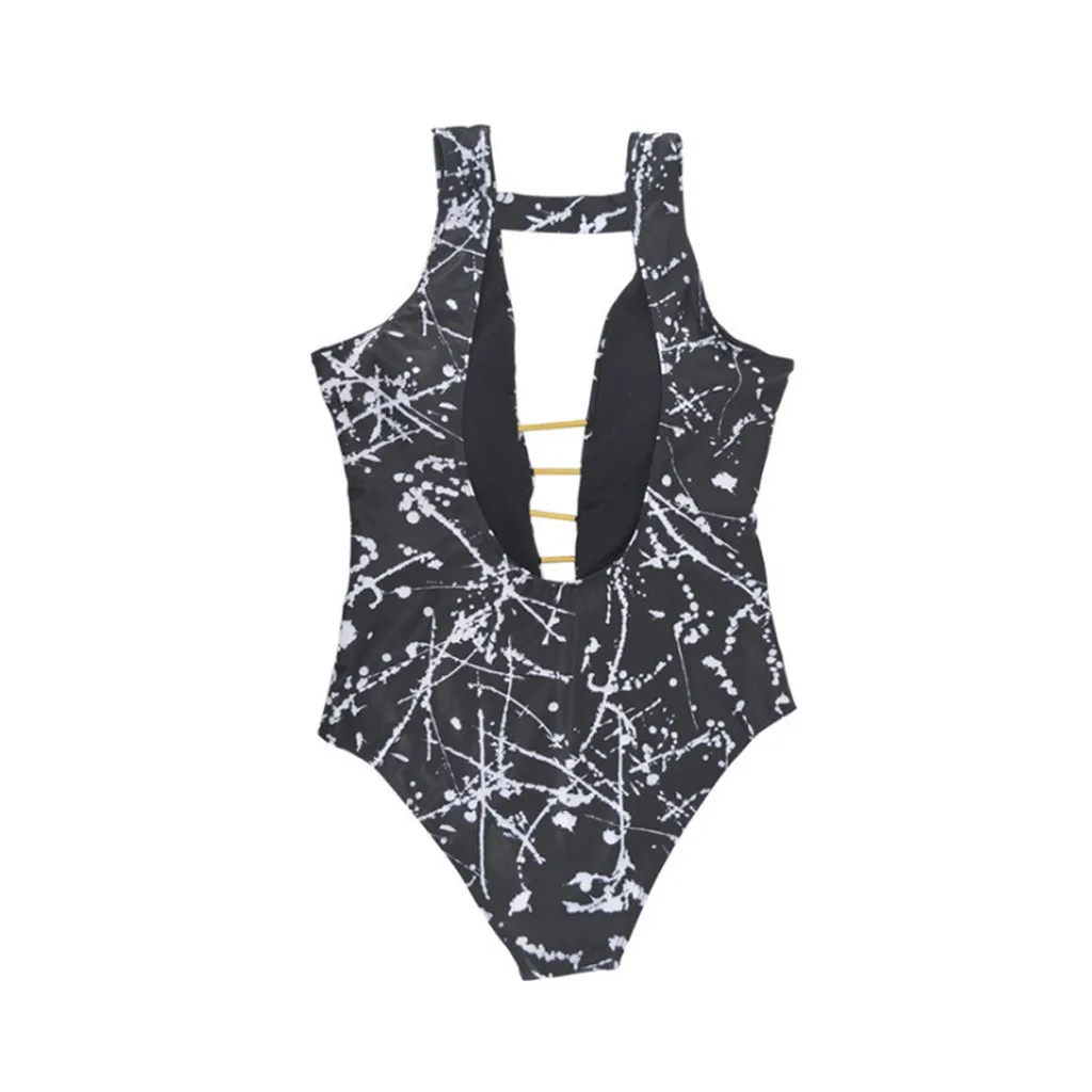 

one-piece swimsuit Women Plus Size Bandage Printing Padded Bra Split Body Swimsuit Beachwear women's swimming suit monokines