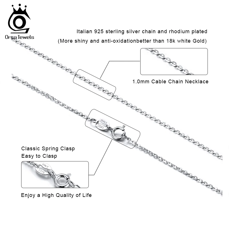 Ожерелье ORSA JEWELS для женщин ожерелье из серебра 925 пробы с цепочкой длиной 1 мм