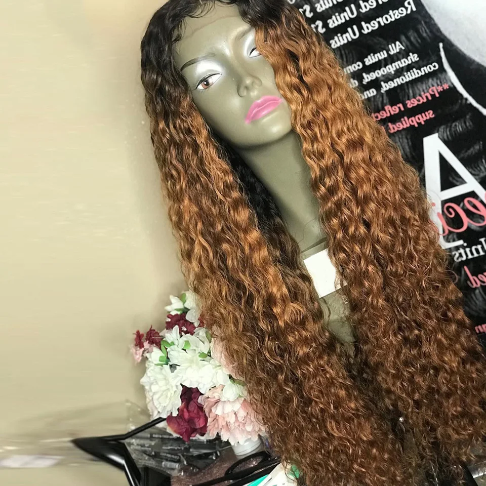 13*6 глубокая часть кудрявые бразильские волосы remy парик шнурка Омбре цвет фронта