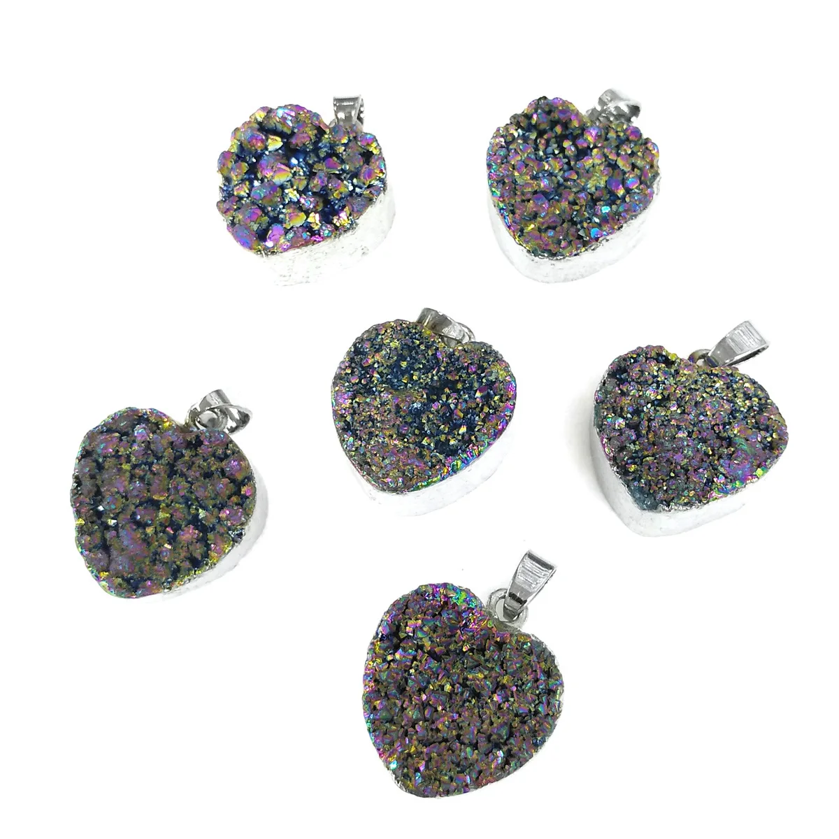 Подвеска из натурального кварца в форме сердца цепочка с кристаллами кулон для