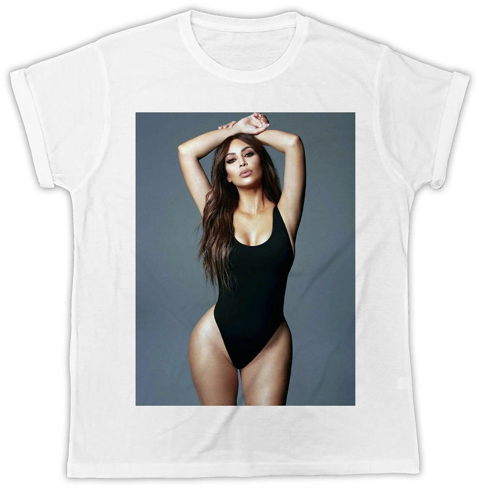 Стильная летняя футболка с короткими рукавами изображением плаката Ким