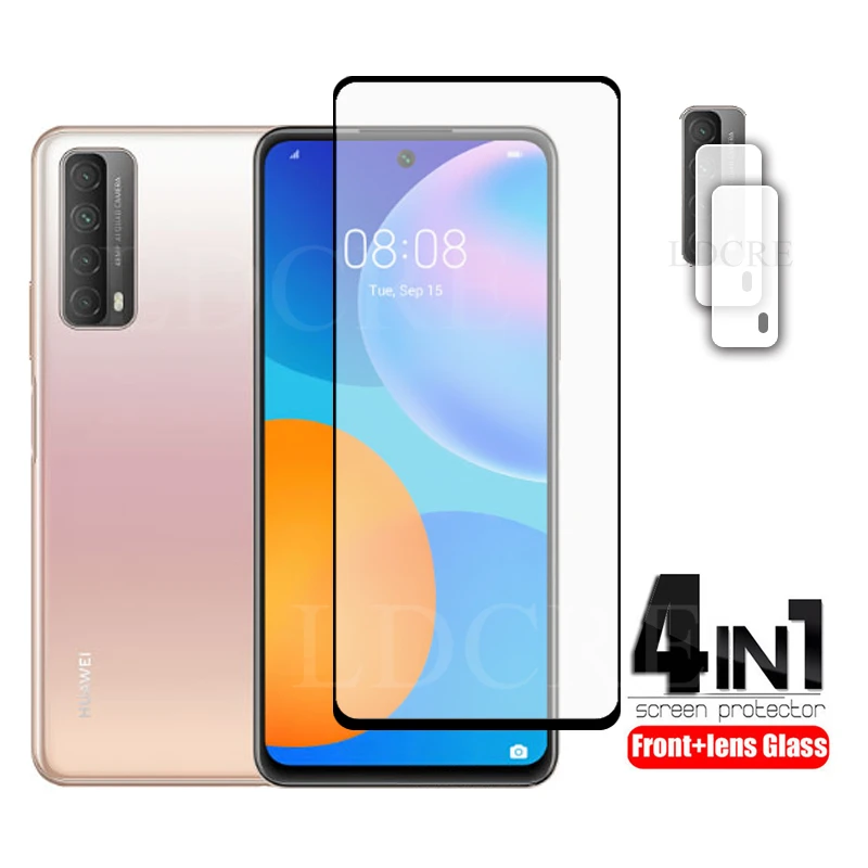 2 uds para Huawei P Smart 2021 vidrio templado para Huawei Honor 10X Lite protector de pantalla de c&aacute;mara lente de c&aacute;mara para P Smart 2020-0