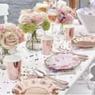 Бумажные соломинки для команды невесты, розовые золотые тарелки, посуда для девичвечерние, свадебные принадлежности для душа, конфеты JL66