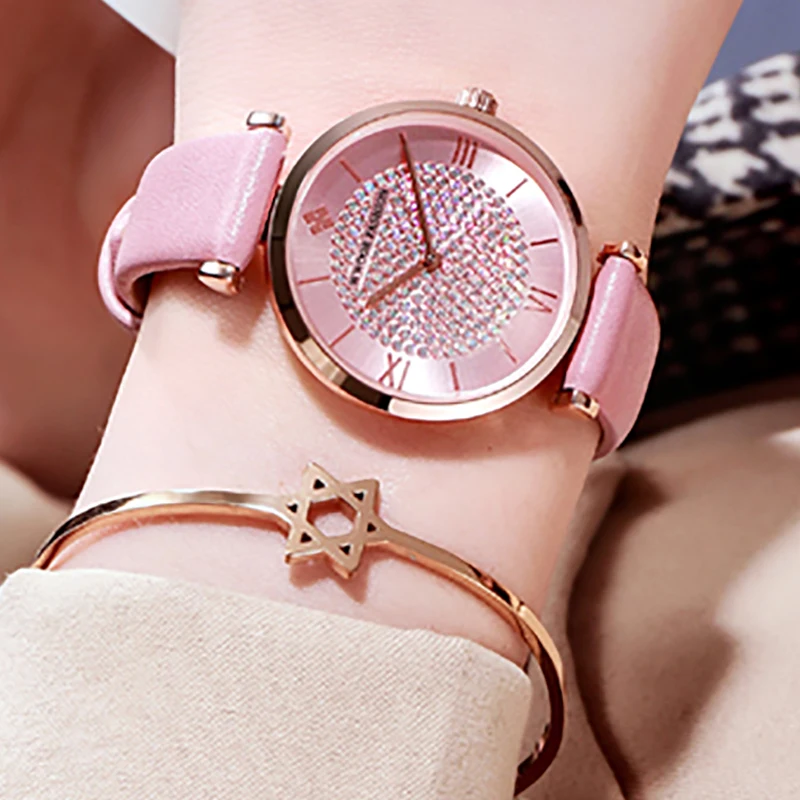 

Montre Femme WWOOR Women Watch Leather Strap Top Brand Luxury Diamond Female Quartz Watch Simple Fashion Waterproof Ladies Clock