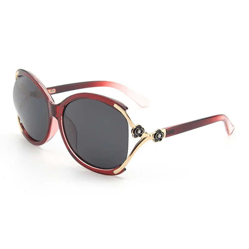 Поляризационные солнцезащитные очки для женщин уличные с цветком металлическая