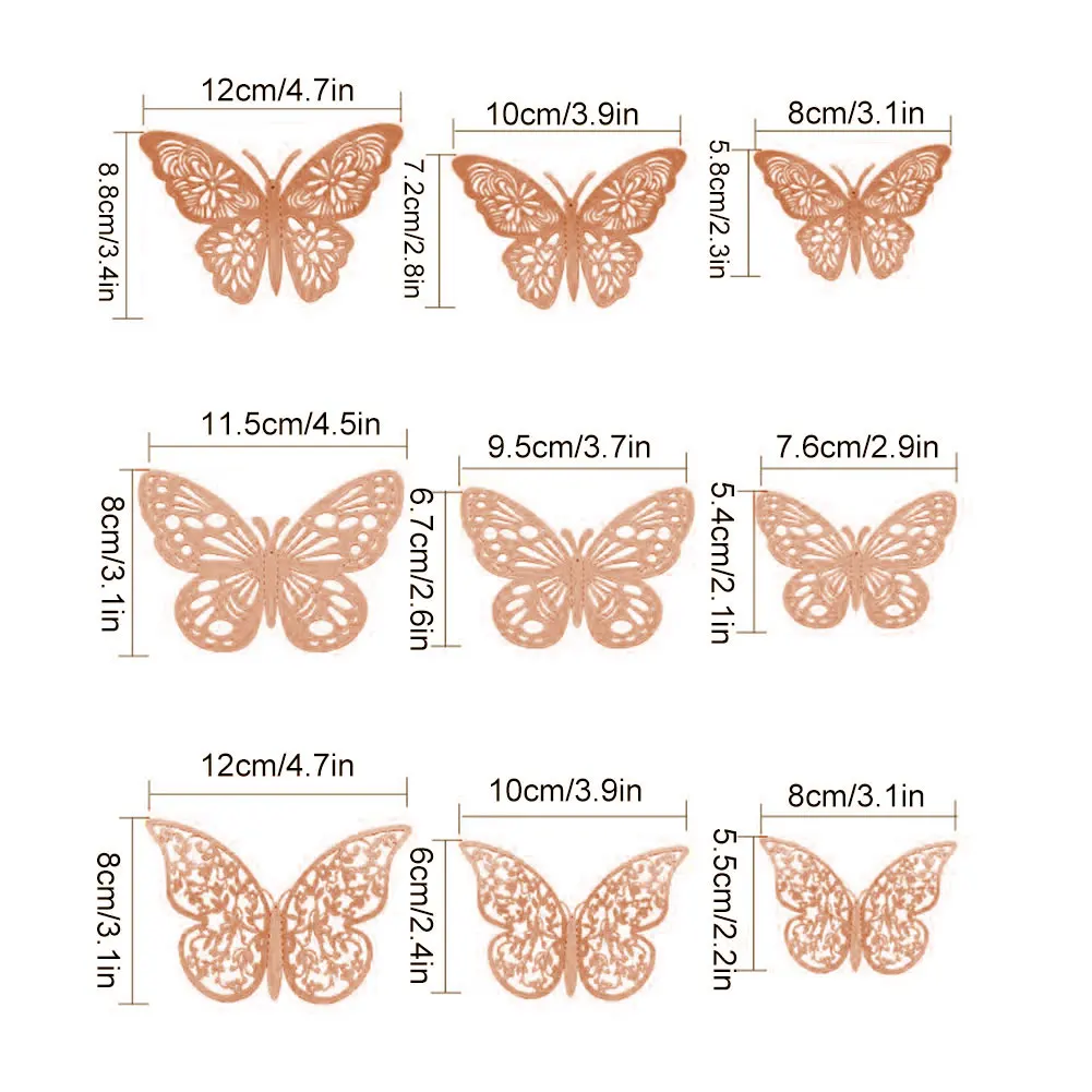 

3D Butterflies Wall Stickers Hollow Multicolor Butterfly Wall Stickers DIY Art Living Room Decor Wall Decals Wedding Decoration