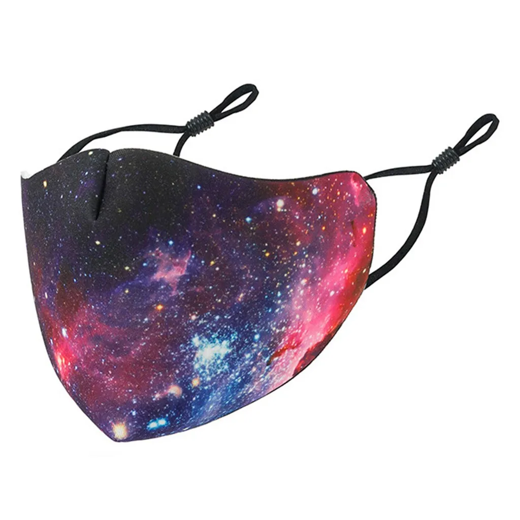 

Unisex Starry Floral Face Mask Adult Washable Cotton Mask For Face Mouth Cover Adjustable Strap Cute Facemask Decoration VIP