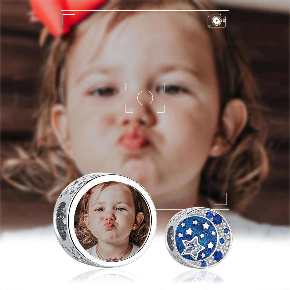 Романтические блестящие синие Бусины из искусственного серебра с Луной и