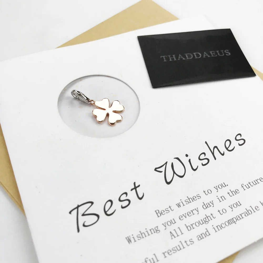 Розовое золото Цвет клеверная листовая Шарм в европейском клубном стиле