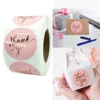3 8cm 500pcsroll cute pink gold thank you stickers envelope sealing decoration label stationery sticker