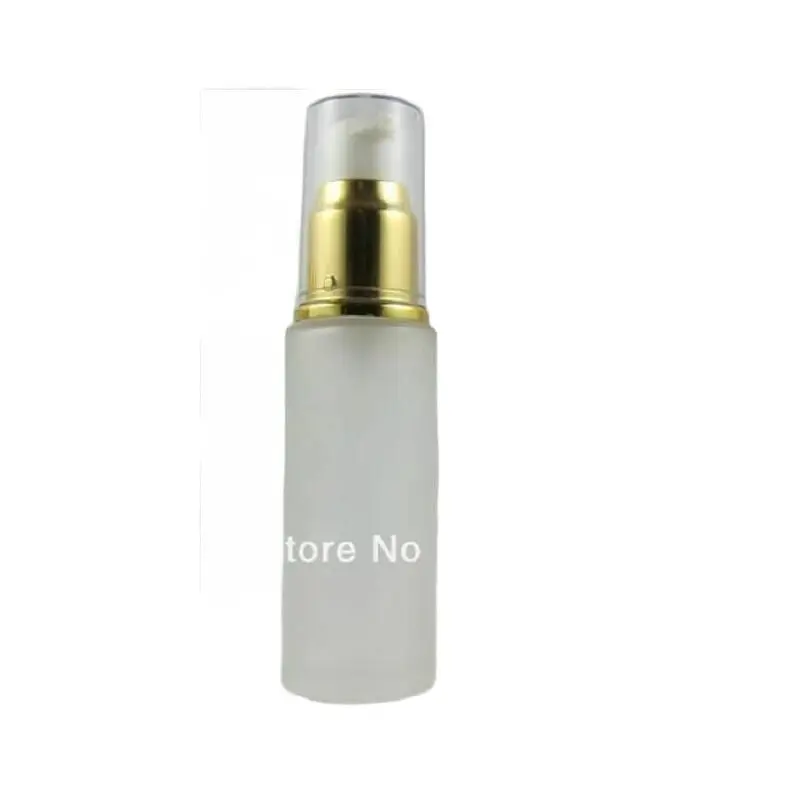 Фото Матовая стеклянная бутылка 30 мл с золотой крышкой для лосьона косметической