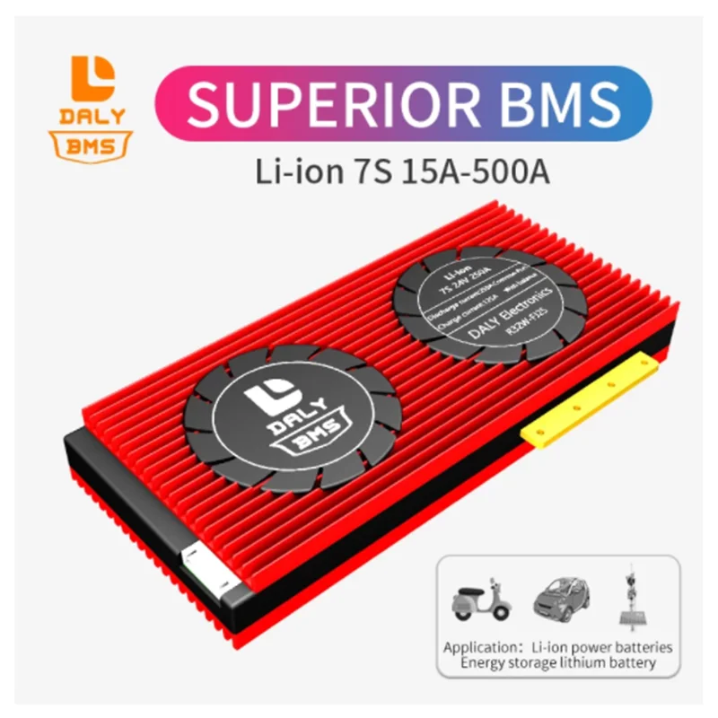 

Daly 7S BMS 18650 Lithium Battery Pack Li Ion 7s bms 24V 29.4v 15A~100a 500A Common Port with Balance for Solar Battery