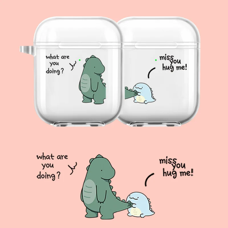 For Airpods Case Cute Cartoon Dinosaur Couple Airpod Pro Case TPU Cover Compatible with AirPods 1/2/3 Wireless Charging Case