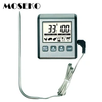 moseko digital oven thermometer for food cooking kitchen meat smoker bbq grill with timer backlit 304 stainless steel probe
