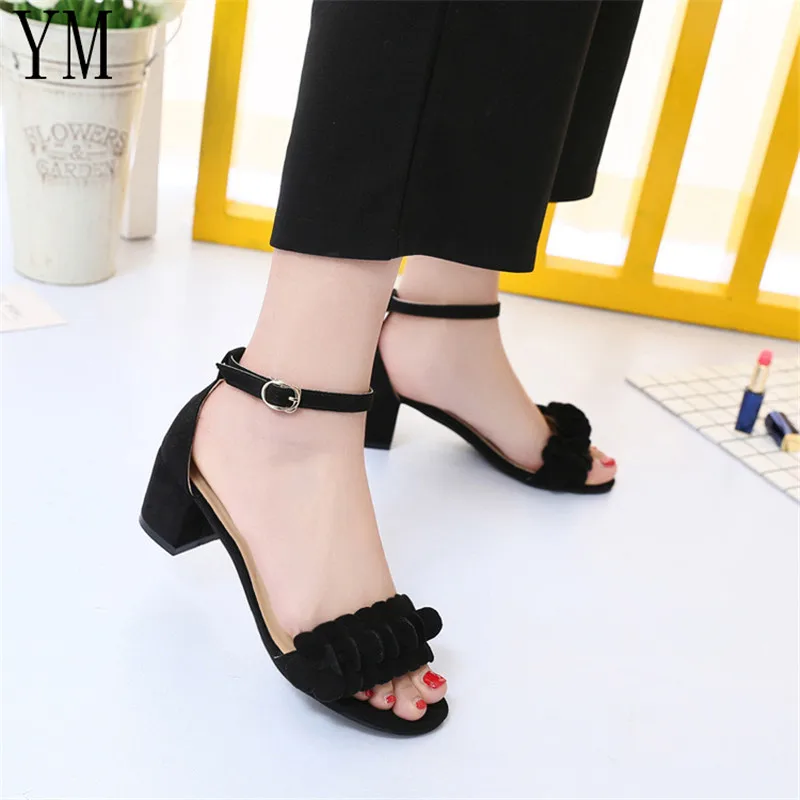 Женские замшевые Босоножки с открытым носком на высоком каблуке 5 см | Обувь