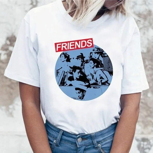 

Harujuku Kawaii Friends Tv TShirt Women Korean Style Fashion T-shirt Ulzzang 90s Graphic Friends Tv Show T Shirt Top Tees Fem