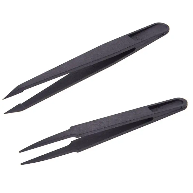 

7 x Tweezers Set Antistatic Hard Plastic Repair Tool Black