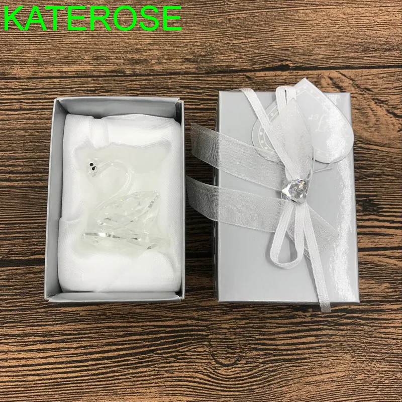 Мини Хрустальный Лебедь в серебряной подарочной коробке украшение для