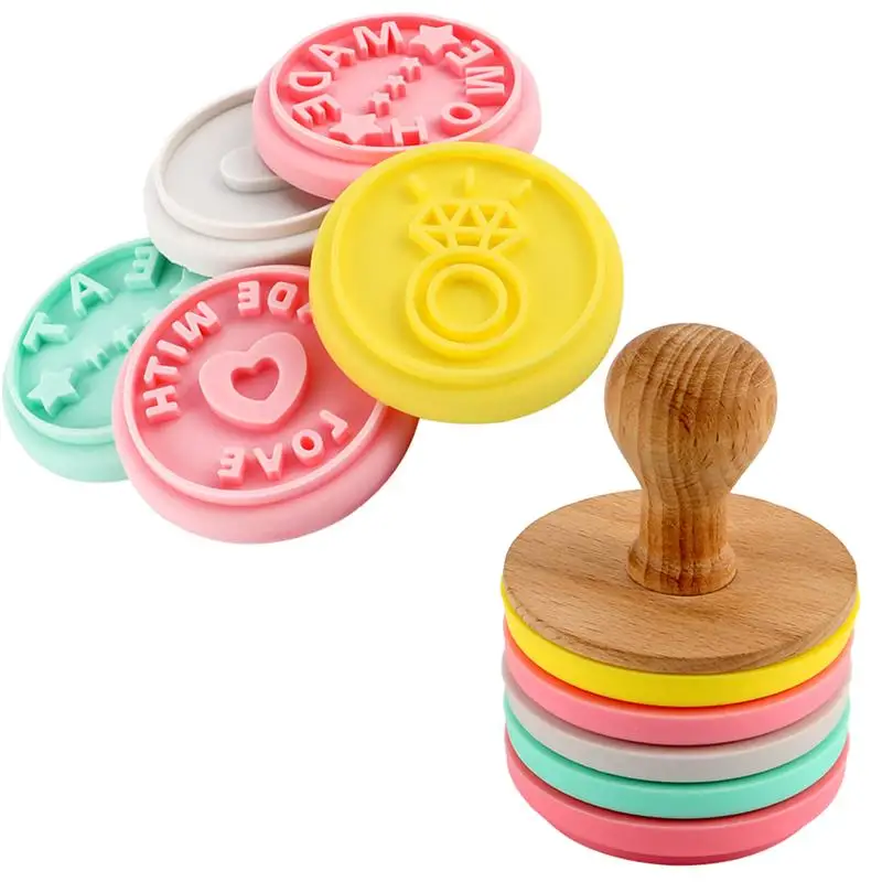 10 шт./компл. деревянной ручкой силиконовые формочки для печенья ручной Пресс DIY