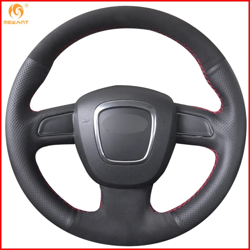 Чехол на руль MEWANT из черной замши для Audi A3 (8P) 2008 2013 A4 (B8) 2010 A5 A6 (C6) 2007 2011|steering wheel
