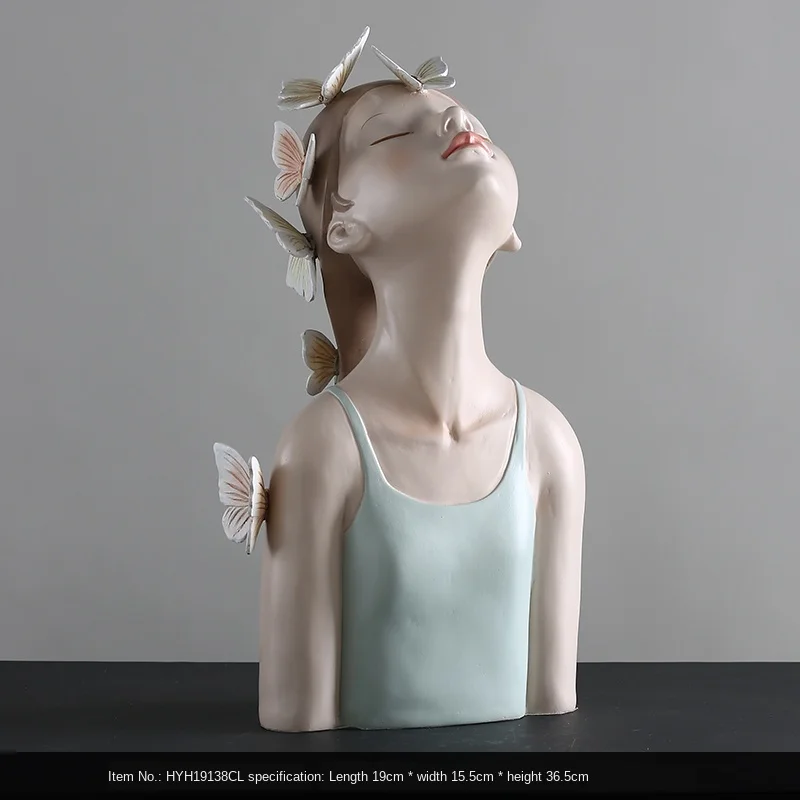 

Fashion Butterfly Fairy Sculpture Resin Desktop Statues Creative Characters Large Figure Gift for Girlfriend Girl Figurines New