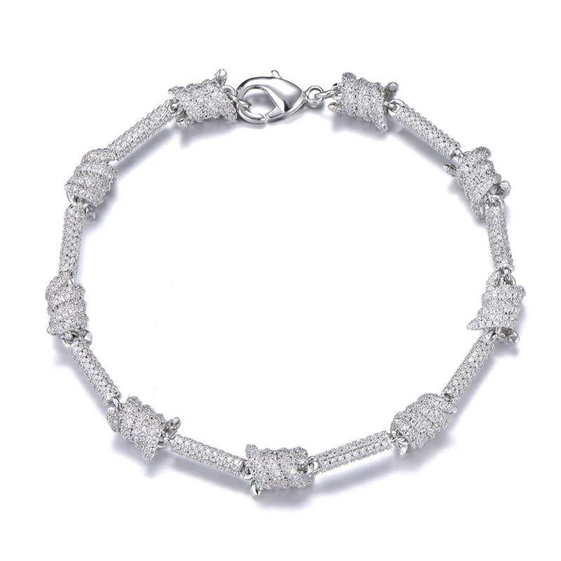 Браслет-цепочка Мужской со сверкающими фианитами 7 мм |