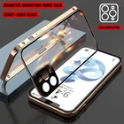 Двухсторонний стеклянный магнитный металлический чехол для телефона iPhone 13 12 Mini 11 Pro Max с защитой объектива камеры, Магнитный чехол
