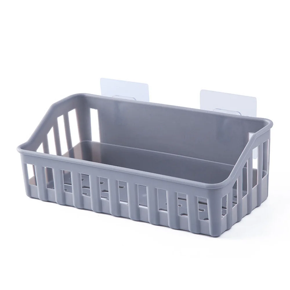 

Adhesive Basket Bathroom Shower Plastic Shelf Holder Storage Rack Wall-mounted seamless storage rack The space is large