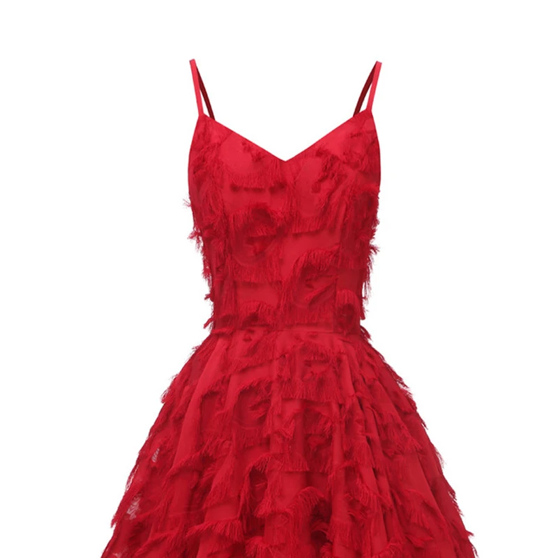 Знаменитостей высокое качество красное платье с кисточками без рукавов v