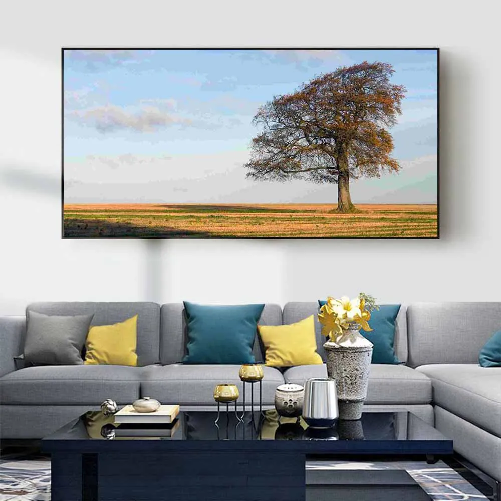 

Landscape oil painting four seasons scenery of a tree art canvas painting living room corridor office home decoration mural