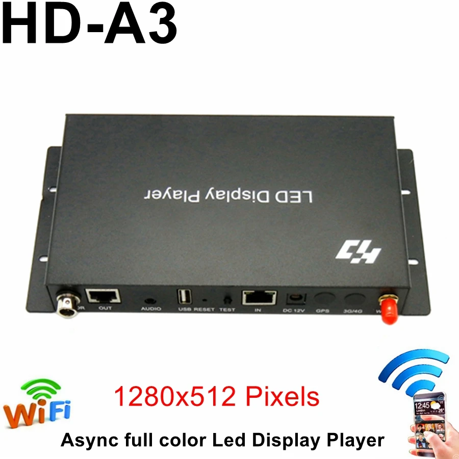 HD A3 USB + wifi полноцветный асинхронный Светодиодный дисплей плеер 1280x512 пикселей Wi Fi