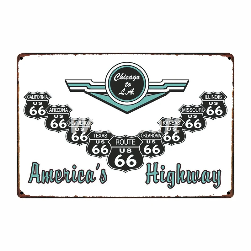 

[ WellCraft ] Route 66 LIVE TO RIDE Motor oil Metal Signs Wall Poster Decor for Internet cafes bar Mural Painting FG-235