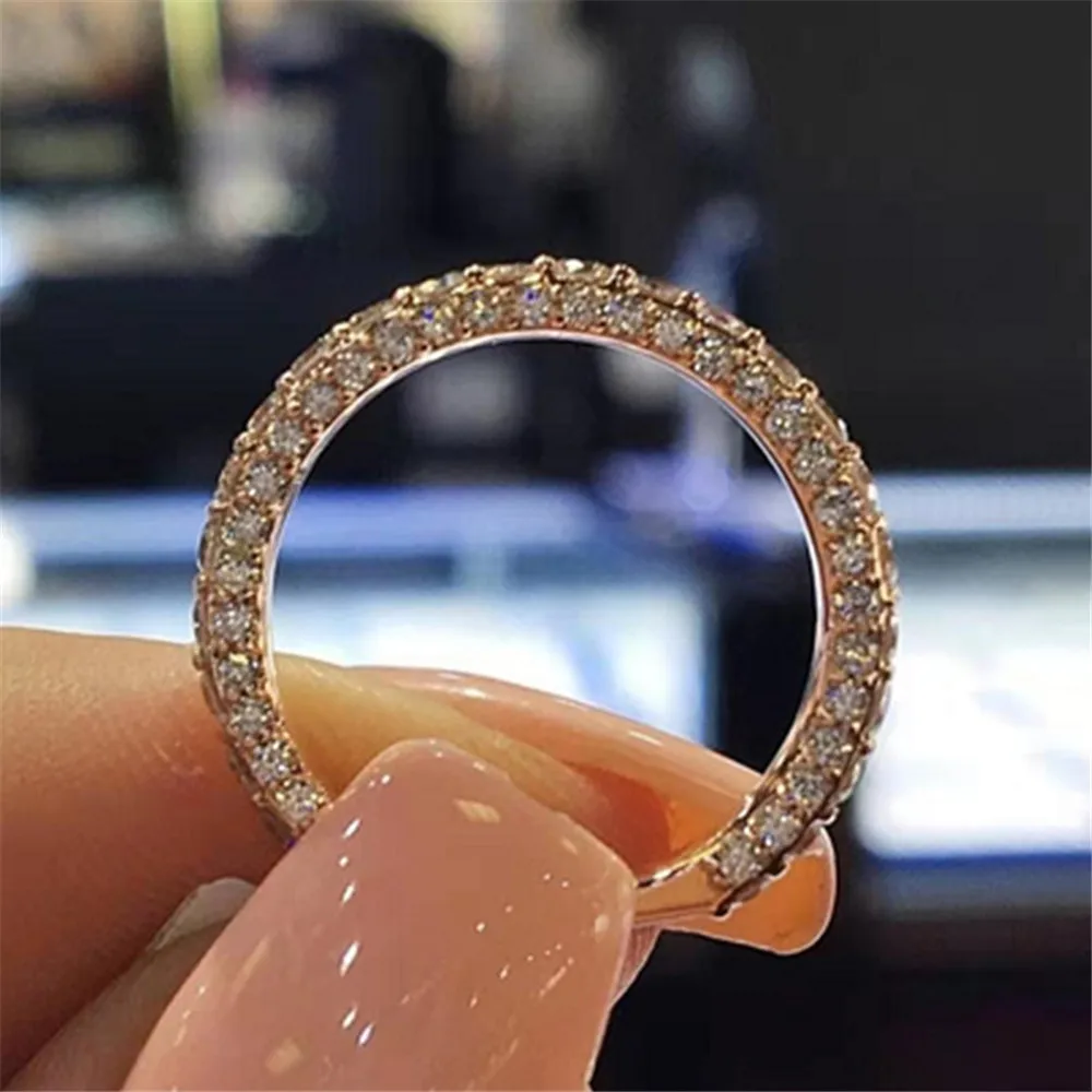 

Fashion Crystal Wedding Engagement Rings for Women Shiny Rhinestone Female Teen Ring Finger Jewelry Gift Christmas