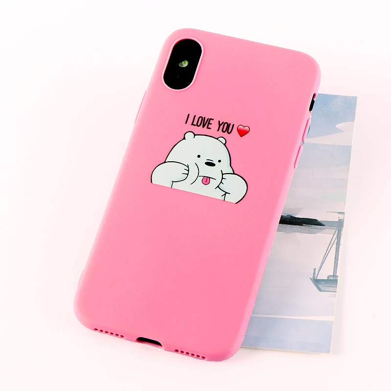 8709-pink Забавные чехлы для телефонов с пандой для iPhone X XS MAX XR 8 7 6 s Plus, мягкие силиконовые облегающие накладки на заднюю панель - Цвет: 8709-pink