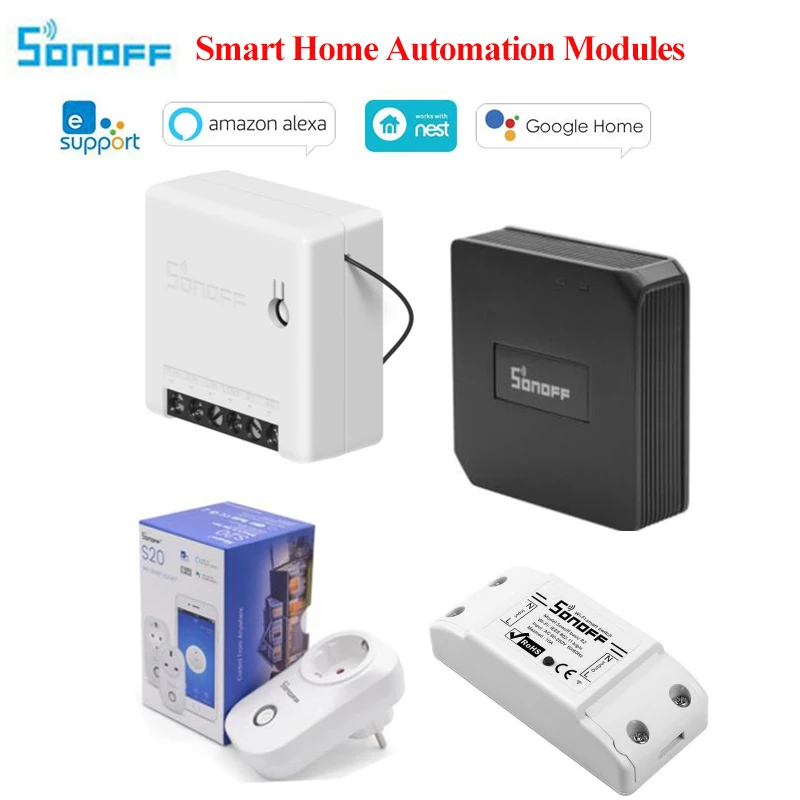 Модули для автоматизации умного дома Sonoff T1 EU 2C Diy Беспроводной Таймер Wifi переключатель, Sonoff S20 разъем, Sonoff Basic R3, Sonoff Mini