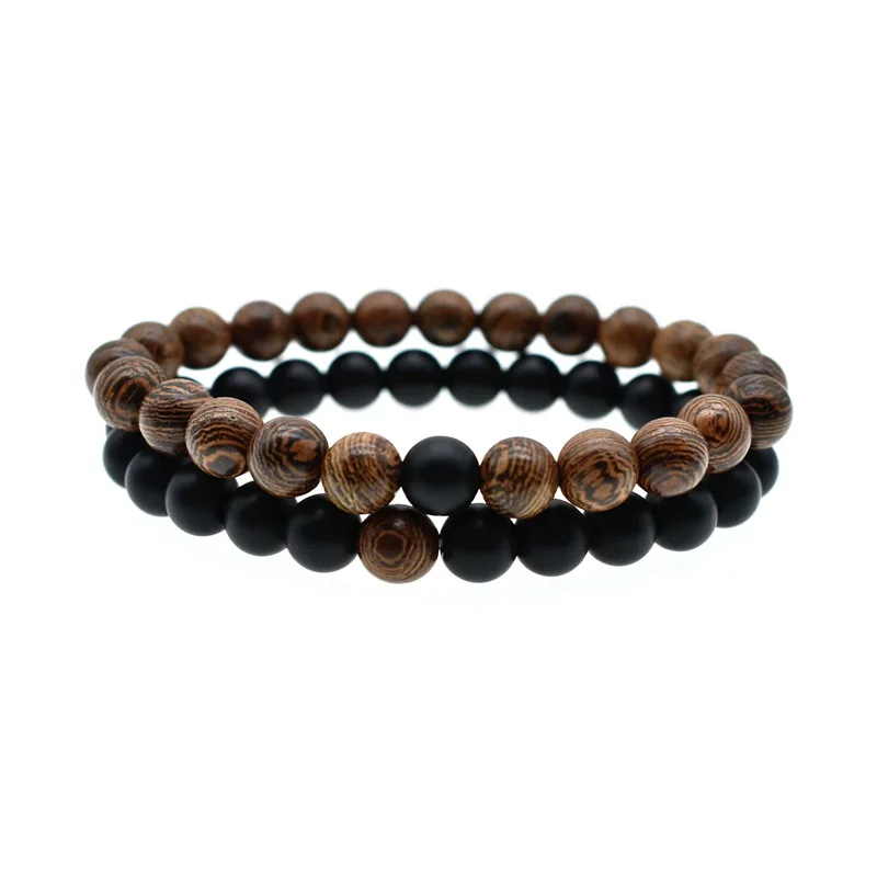 2 шт./компл. модные браслеты для пар из черного камня классические черные и белые