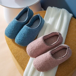 Winter Womens Closed Slippers Hairy Cozy Silent Home Interior Flat Shoes Warm Soft Slides Memory Foam Adult Cotton Slippers