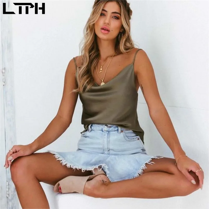 

Low price Hot sale 2019 New Simulation silk chiffon small strap women summer plus size tank tops Solid vest Casual bottoming top